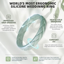 Egnaro Leaves Silicone Engagement Rings For Her, Womens Breathable Rubber Wedding Bands, Thin Bridal Jewelry Set For Gym Workout