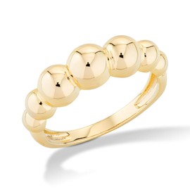 Miabella Italian 925 Sterling Silver Bead Ball Stackable Ring for Women, in Silver or 18K Gold Plated (Yellow-Gold-Plated-Silver, Size 7)