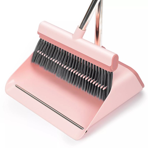 KZKR Broom and Dustpan Set with Dustpan Teeth Self Cleaning