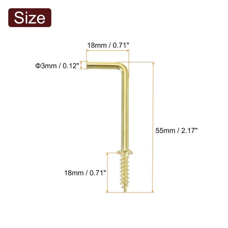 sourcing map 80 Pcs L Shape Hooks, 1-1/2 Inch Right