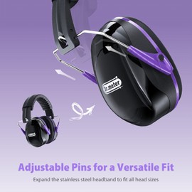 Hearing Protection Ear Muffs, Dr.meter SNR 31dB Noise Reduction Safety Earmuffs with Adjustable Headband, Ear Defenders for DIY, Shooting, Mowing Lawn or Hunting, Storage Bag Included-Black & Purple