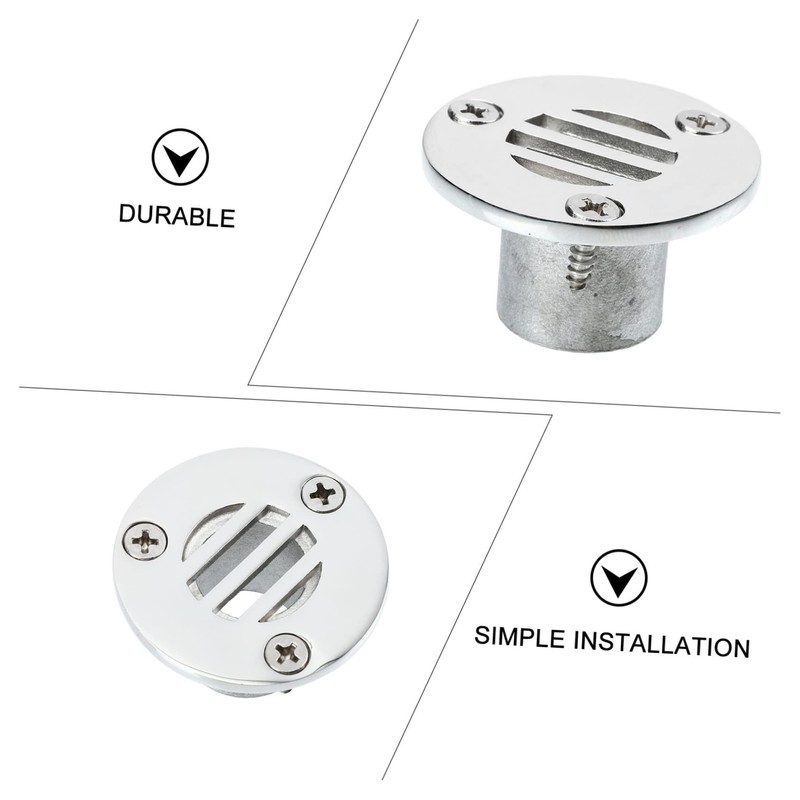 LALAFINA 2 Sets Stainless Steel Boat Deck Drain Plug Durable