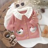 Baby Girl Cardigan Knit Sweater Animal Embroidery Chunky Coat Doll