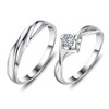 Anillo Pareja Ajustable, Plata de Ley 925 Anillos de Compromiso,