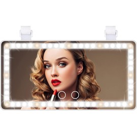 ANMIEN Espejo de Vanidad para Auto - Espejo de Maquillaje para Carro Recargable con Luz LED - Control Táctil 3 Modos de Luz, Portátil para Viajes, Blanco