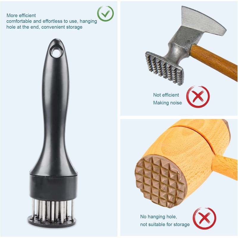 Byffoer Fleischhammer, Fleischklopfer Edelstahl Fleischzartmacher, Manueller Steakhammer Professionelle Nadel Fleisch