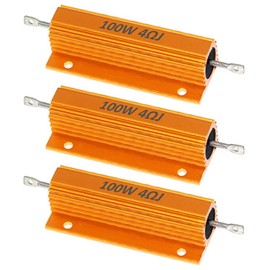 ETOPARS 3 Pcs 100W 4 Ohm 5% Aluminium Casing Wirewound Resistor Load Resistors Tap Resistor Chassis Mounting Wirewound Golden Housing Resistor