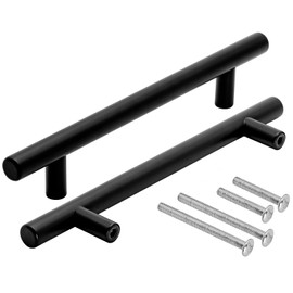 Stahlia Set of 5 Furniture Handles, Black Matt, Hole Spacing 64 mm, Stainless Steel, Diameter 12 mm, Living Room, Furniture, Bathroom, Furniture, Cabinet Handles, Kitchen Handles, Rail Handles, Drawer