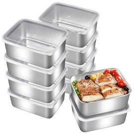 GIUOIDUO 10PC-LStainless Steel fresh- keeping container with cover refrigerator refrigerating container packing box garnish box outdoor picnic boxFood Storage