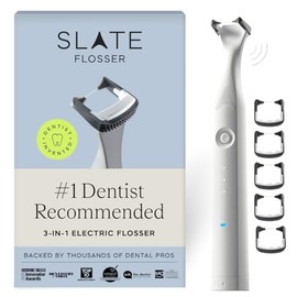 SLATE Slate Electric Flosser | Hilo Dental Eléctrico 3 En 1 Con Limpiador De Lengua, Estimulador De Encías E Hilo Dental Reutilizable | Hilo Dental El