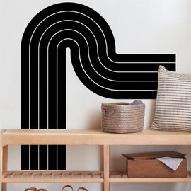 Large Arch Wall Sticker Black Arch Wall Decal Peel and Stick Abstract Minimalist Stickers Geometric Modern Room Decals Removable Boho Black Stripe Wall Decals for Living Room Bedroom Office Decor
