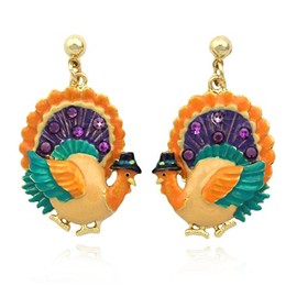 cocojewelry Turkey Dangle Charm Post Stud Earrings Thanksgiving Jewelry