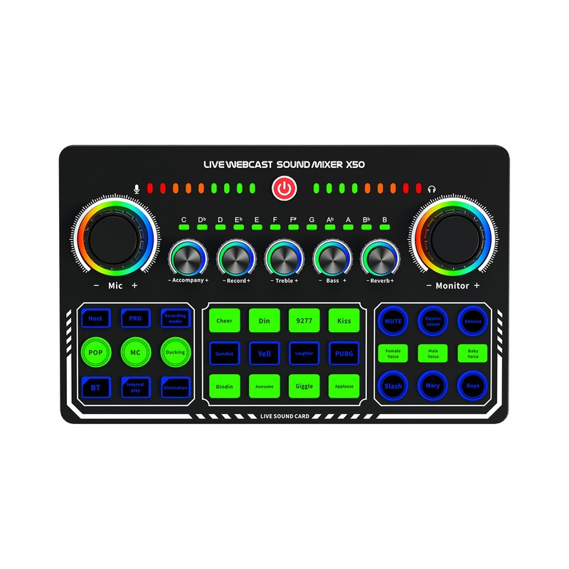 Live Sound Card Audio Mixer Recording Desktop Singing BT Power