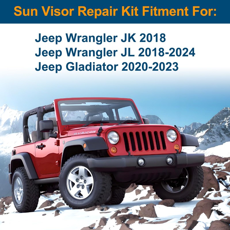 Sun Visor Repair Kit Compatible with Jeep WranglerJK 2018,JL 2018-2023,