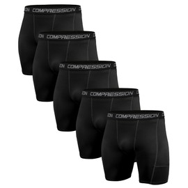Holure Men's 5 Pack Performance Compression Shorts Athletic Running Underwear Black/Black/Black/Black/Black 18-3XL