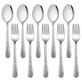 LIANYU LIANYU 10-Piece Kids Silverware Set, Includes 5 Kid Spoons, 5 Kid Forks, Stainless Steel Toddler Utensils Children Flatware Set, Child Preschooler Cutlery Set, Dishwasher Safe