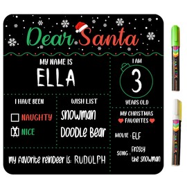 Letters to Santa Christmas Wish List | Made in USA | 12 in x 12 in | 2 Chalk Markers | Non Porous, Reusable | Kids Holiday Photo Props