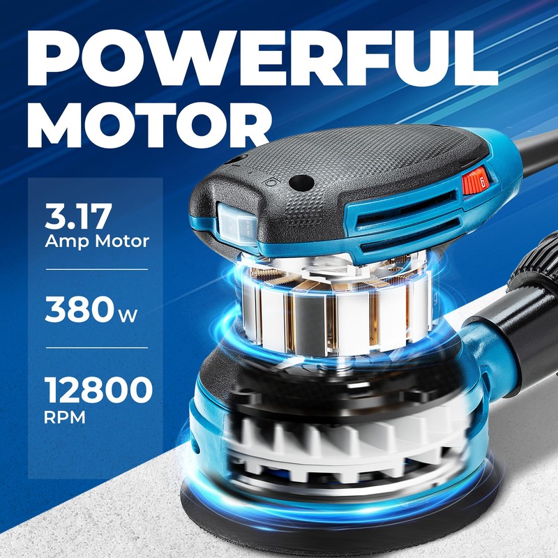 Dong Cheng 5-Inch Random Orbital Sander 3.2A 12800OPM Electric Palm