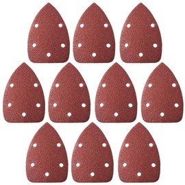 sourcing map Detail Sander Sandpaper, Triangular Sanding Paper, Hook and Loop Sanding Pads, Triangle Oscillating Multi Tool, 40 Grits 5 Holes, 10pcs