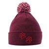 Purple Print House Red Paw Outlines Hat - Bobble Beanie
