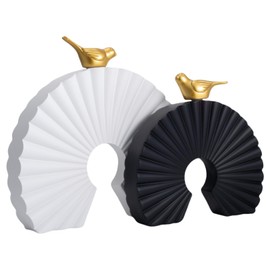 CECKQUE Contemporary Unique Sculpture Decorative Objects Above Cabinet Decor Kitchen Modern Home Decor Items Accents for Living Room Tv Stand Centrepieces Decorations (White/Black)