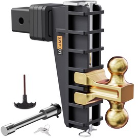 LOCAME Adjustable Trailer Hitch, Fits 2.5-Inch Receiver, 8-Inch Drop/Rise Drop Hitch, 28,000 LBS GTW-Tow Hitch for Heavy Duty Truck, Solid Ball Mount, LC0079