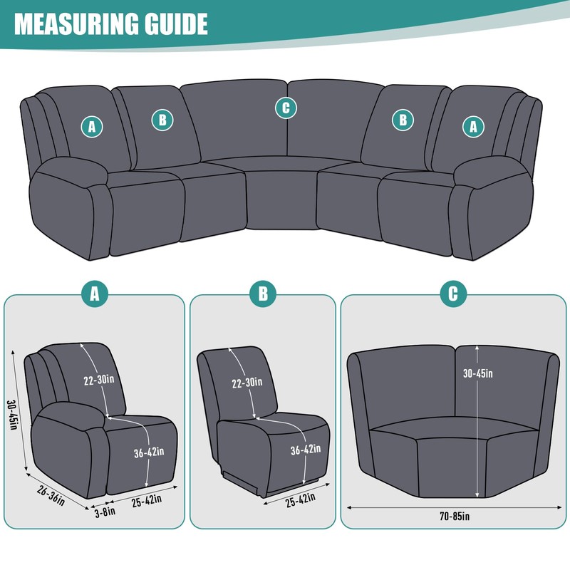 Ruaozz Sectional Sofa Covers Oversized L Shape 5 Seat Recliner