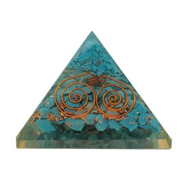 Nirdesh Orgonite Pyramid Turquoise Crystal Negative Energy Protection with Copper Coil Orgone Pyramid Charged Reiki Aura Healing Cleasing Yoga Meditation