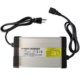 58.4V 10A Power Supply Adapter Charger for 16S 48V LiFePO4 Battery High Power with 3 Holes Plug Supply Cord, Aluminum Shell