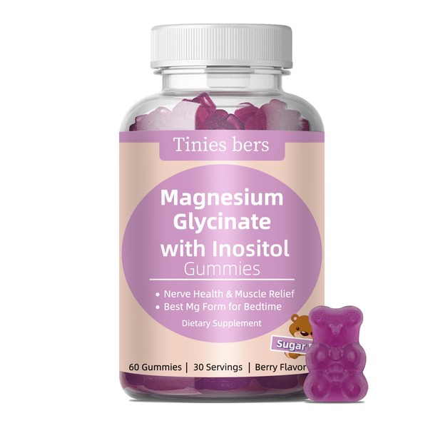 Magnesium Glycinate Gummies 400mg, w/Inositol 500mg for Women, Mineral &
