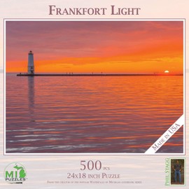 Frankfort Light - 500 Piece MI Puzzles Jigsaw Puzzle - 24" x 18" Interlocking - Made in USA