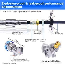 CWPW High Pressure Shower Heads, Handheld Turbo Fan Shower, Hydro Jet Shower Head with 79 Inch Hose,Bracket,Cotton Filters and Bath Loofah, One Key Pause Switch 360 Degrees Rotating (Blue with hose)