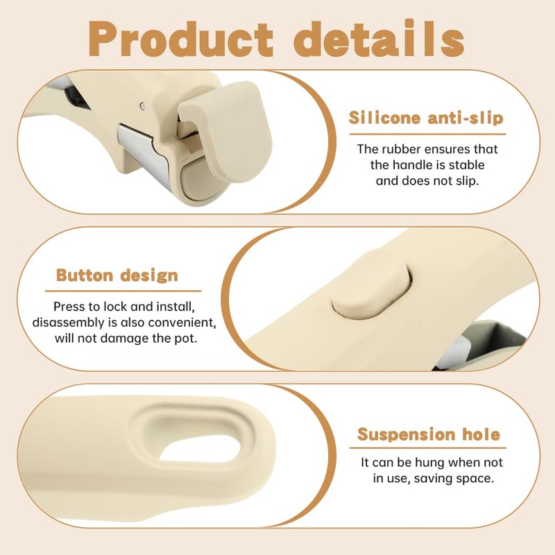 Ranjaner Removable Pot Handle with White Detachable Cookware Replacement Handle,