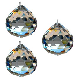 HAB&GUT G701 Lights Crystal Ball Diameter 30 mm Pack of 3 30% Lead Crystal Rainbow Crystal Balls for Hanging Window Decoration Feng Shui Crystal Glass