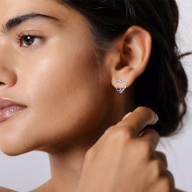 Amethyst Nurse Earrings for Women 925 Sterling Silver Stethoscope Studs Earrings Graduation Jewelry for Nurse Doctor Medical Student