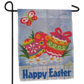 HAPPY EASTER EGGS BUTTERFLY GARDEN BANNER/FLAG 12"X18" SLEEVED POLY