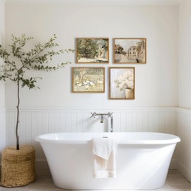 Framed Vintage Nursery Wall Decor, Farmhouse Duck Decor Art Prints for Bedroom, Rustic Animal Illustration Canvas Painting, Vintage Bathroom Wall Art Prints Cute Duck Decorations for Home (9"x11")