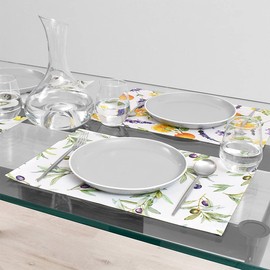 Set of 2 (11.8 x 17.7 inches (30 x 45 cm) Laminated Olive Tree Placemats