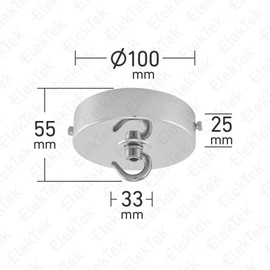 ElekTek 100mm Diameter Flat Top Ceiling Rose with Strap Bracket and Hook for Pendant Light Fittings and Chandeliers. Metallic Finishes Powder Coated Finishes Antique Brass