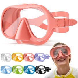 NARUTOO Snorkel Set Adults, Fashionable Macaron Colors Frameless Snorkeling Mask, Ultra Wide View Anti-Fog Snorkel Mask Set, Portable Professional Diving Snorkeling Set (Pink (No Breathing Tube))