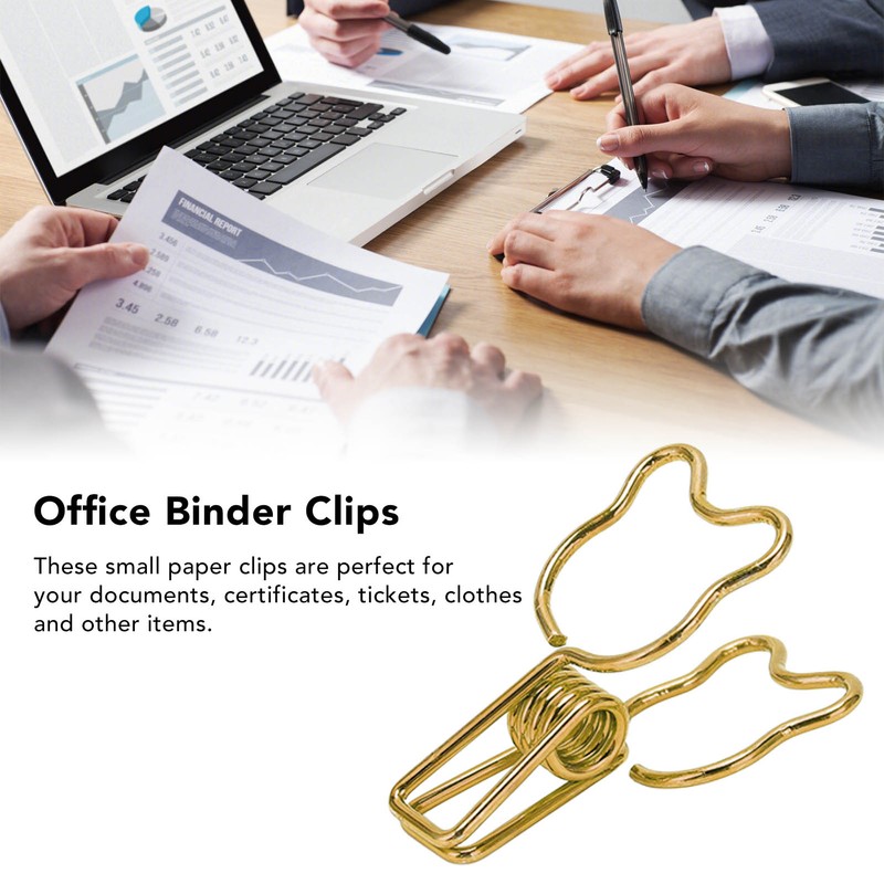 100pcs Binder Clip Hollow Cartoon Bear Long Tail Metal Paper