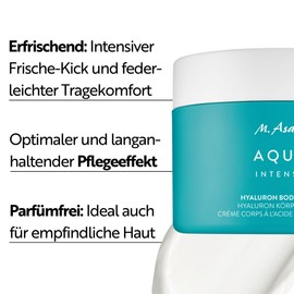 M. Asam Aqua Intense Hyaluronic Body Cream (300 ml) - Moisturising Body Lotion with Shea Butter & Hyaluron, Body Cream for Very Dry Skin, Smoothing & Skin Firming Body Lotion