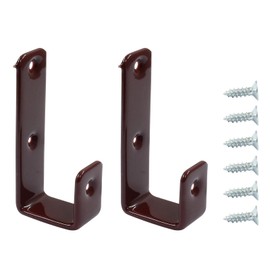 Unlorspy 2Pcs Bunk Bed Ladder Hook, Inside 26mm/ 1" Bunk Bed Replacement Hardware,PVC Coated Iron Utility Hook with Mounting Screws for Garage Storage,Bed Ladder and More (Brown)