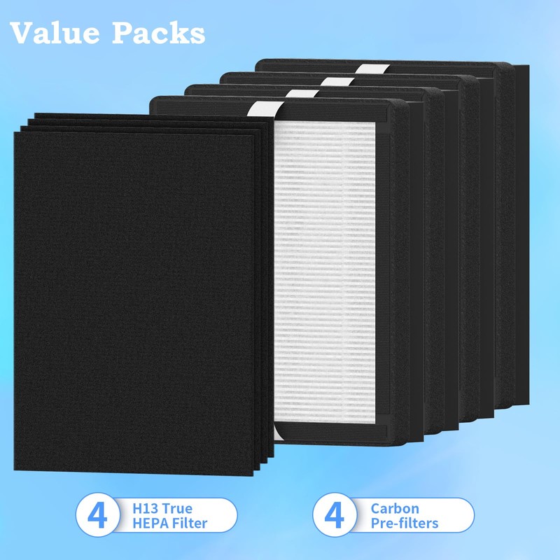4 Packs Replacement Filter B Compatible with Idylis AC-2125, AC-2126,