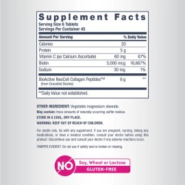 Collagen Tablets – 6000mg, Grass-Fed, with Vitamin C & Biotin – Supports Healthy Hair, Skin, Nails & Joint Health – 270 Tablets