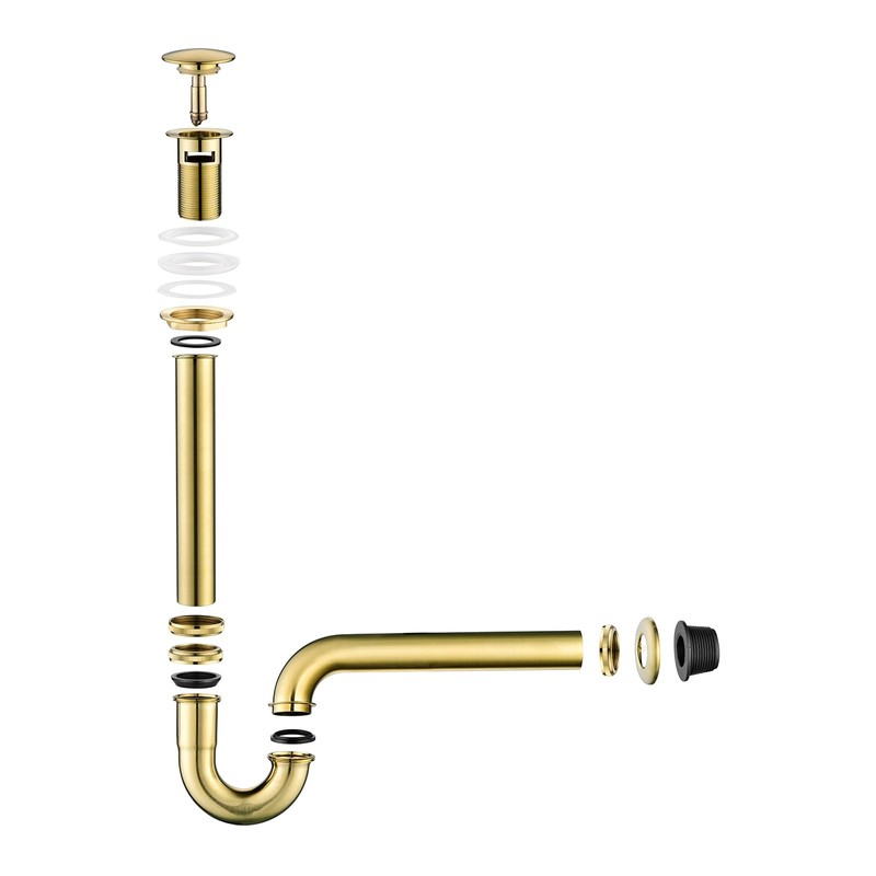 Heixutas Thickened Brass P Trap Set: 1-1/4 P Trap with