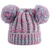 XYIYI Colorful Kids Winter Knitted Hat Girls Double Pom Beanie