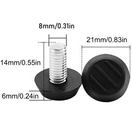 LUORNG 20PCS Adjustable Table and Chair Leg Screws M8x20x15 Long 3 Line Bottom Patio Furniture Replacement Parts Sliding Outdoor Leveler for Chairs and Tables Black