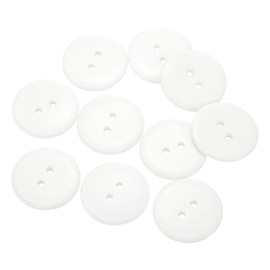sourcing map 10pcs Resin Sewing Button, 30mm (1 3/16-inch) 2 Holes Round Craft Decorative Buttons for Coat, Clothes Holiday Decoration, White