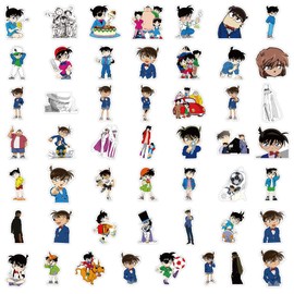 KRGNPLE Waterproof Seal, Anime, Conan, Decorative, Suitcase, Car, Motorcycle, Helmet, Skateboard, Guitar (Design: Conan, Total of 50 Pieces)